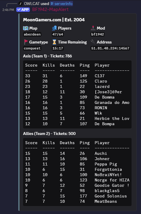 Discord bot server info command